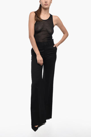 High-Waisted Flare-Fit Wool Pants