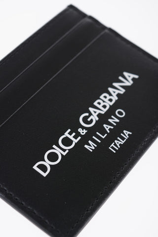 Solid Color Leather Card Holder with Contrasting Logo