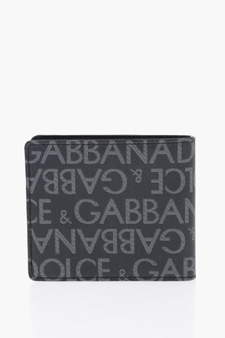 Leather Logoed Bifold Wallet with Metal Detail