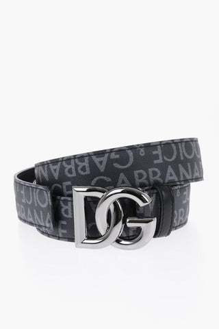 Two-Tone Belt with All-Over Logo 35mm