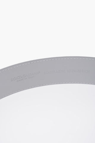 Solid Color Leather Belt with Silver-Tone Buckle 35mm