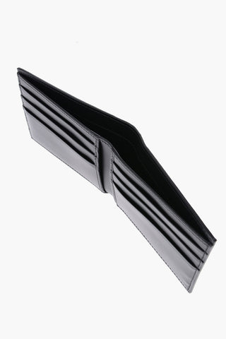 Solid Color Leather Bifold Wallet with Contrasting Logo