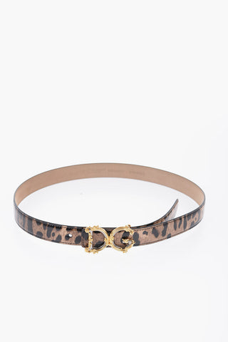 Animal Patterned Patent Leather Belt with Golden Buckle 25mm