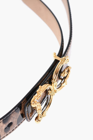Animal Patterned Patent Leather Belt with Golden Buckle 25mm
