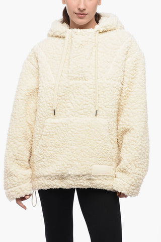 UNISEX Shearling Logoed Hooded Sweatshirt with Drawstring