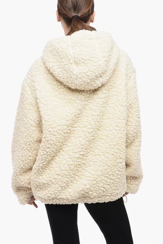 UNISEX Shearling Logoed Hooded Sweatshirt with Drawstring