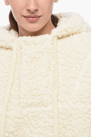 UNISEX Shearling Logoed Hooded Sweatshirt with Drawstring
