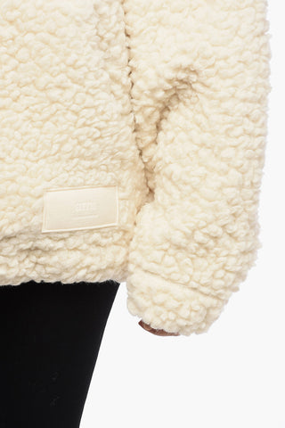 UNISEX Shearling Logoed Hooded Sweatshirt with Drawstring