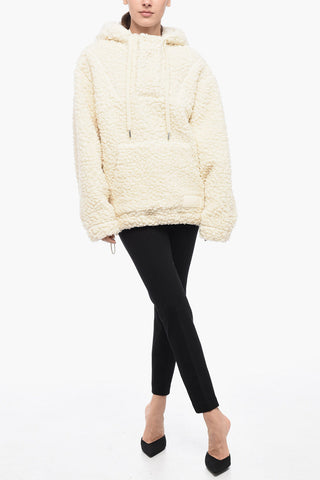 UNISEX Shearling Logoed Hooded Sweatshirt with Drawstring