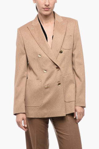 Blazer Doppiopetto In Lana Di Cammello