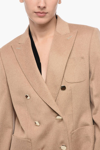 Blazer Doppiopetto In Lana Di Cammello