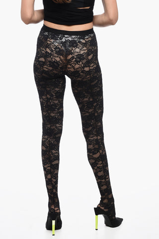 Solid Color Macramè Lace Tights