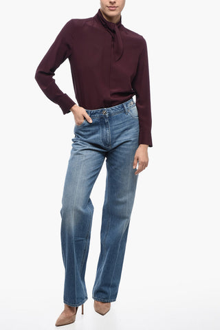 Straight-Fit Cotton Jeans with 22cm Logo Clamps