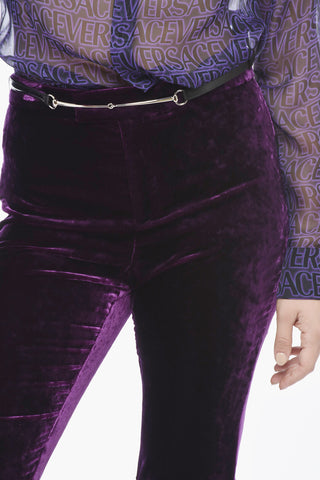 Pantaloni In Velour Con Ruches