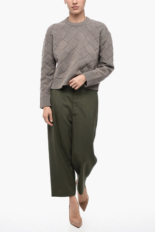 Braided Wool Blend Crewneck Jumper