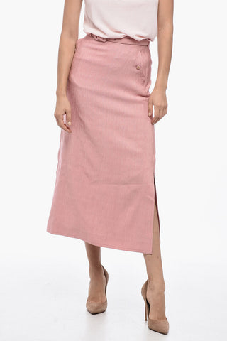 Jacquard Flared Skirt with Belt