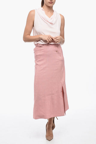 Jacquard Flared Skirt with Belt