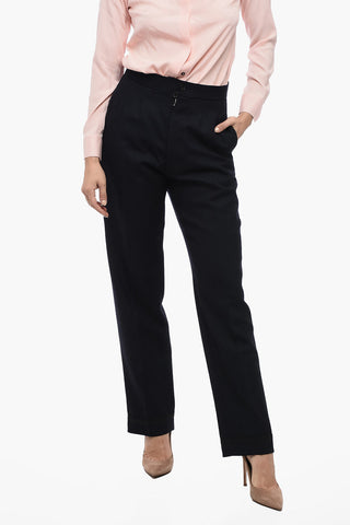 Pantaloni In Lana A Vita Alta Con Pinces