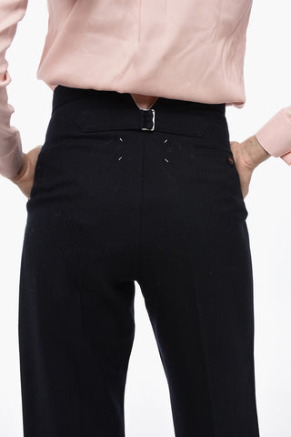 Pantaloni In Lana A Vita Alta Con Pinces