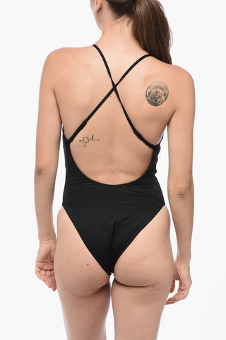 One-Piece Swimsuit with Lace-Up Detail