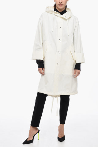 Oversized Midi Parka with Rear Logo Print