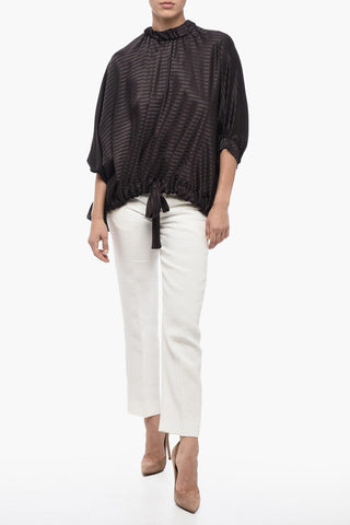 FRIENDS OF FENDI Blusa in Seta DIAGONAL STRIP con Coulisse