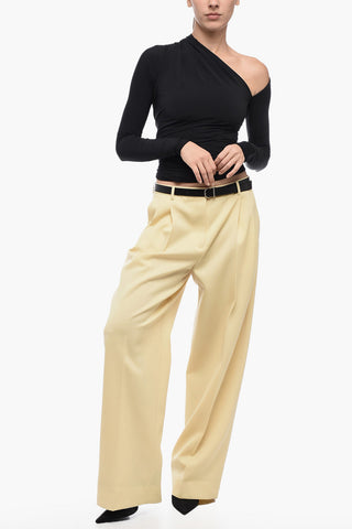 Grain de Poudre Wool Pants with Wide Leg
