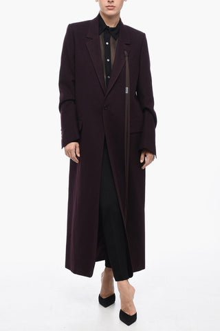 Single Breasted Wool Coat With Flap Pockets
