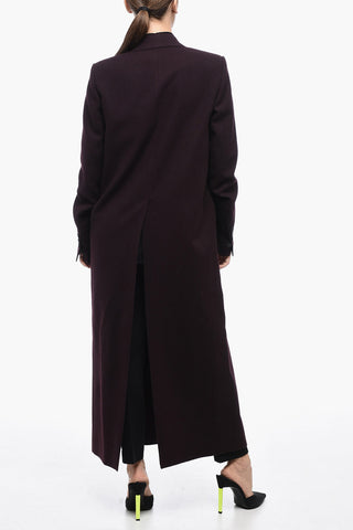 Single Breasted Wool Coat With Flap Pockets