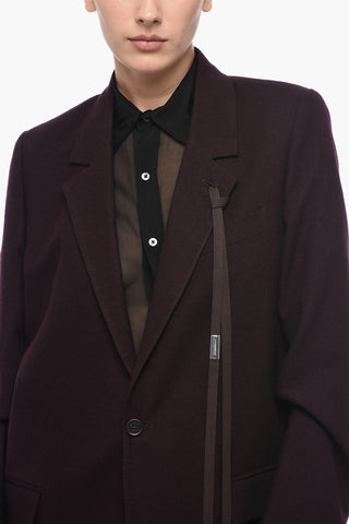Single Breasted Wool Coat With Flap Pockets