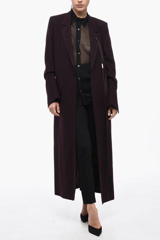 Single Breasted Wool Coat With Flap Pockets