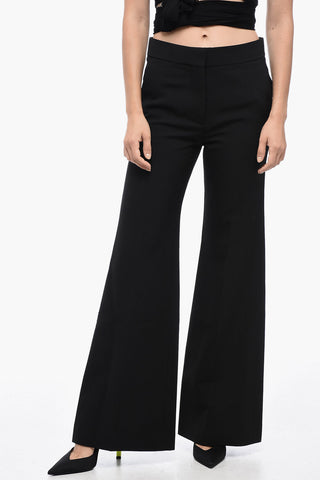 Virgin Wool Wide Leg Pants with Concealed Closure