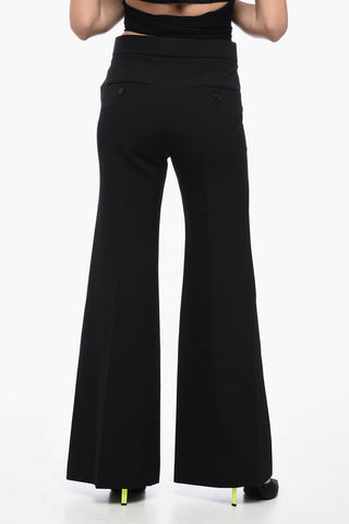 Virgin Wool Wide Leg Pants with Concealed Closure