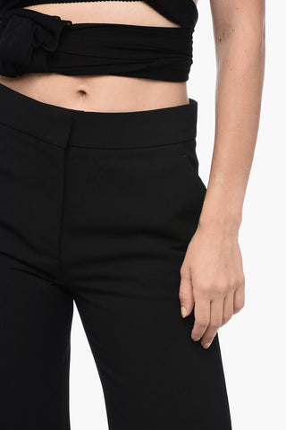 Virgin Wool Wide Leg Pants with Concealed Closure
