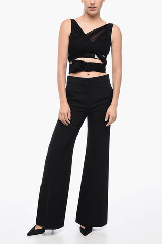 Virgin Wool Wide Leg Pants with Concealed Closure