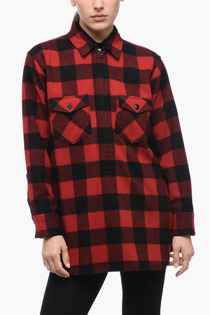 Half-Zip Shirt With Check Pattern
