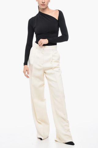 Hochtaillierte Hose Aus Wolle Mit Bundfalten