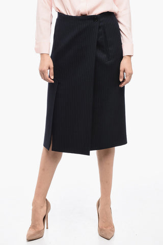 Pinstriped Virgin Wool Wrap Longuette