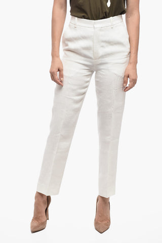 Pantaloni 4 Tasche in Lino ad 1 Pince