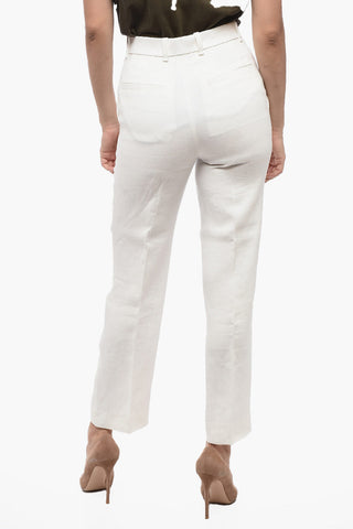 Pantaloni 4 Tasche in Lino ad 1 Pince