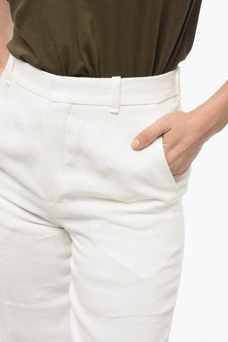Pantaloni 4 Tasche in Lino ad 1 Pince