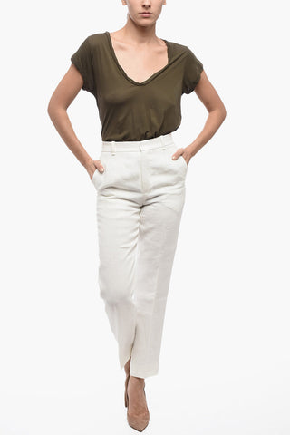 Pantaloni 4 Tasche in Lino ad 1 Pince