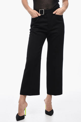 Wool Grain de Poudre Flared Trousers with Belt