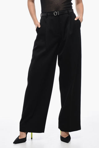 Grain de Poudre Wool Pants with Wide Leg
