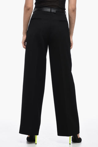 Grain de Poudre Wool Pants with Wide Leg