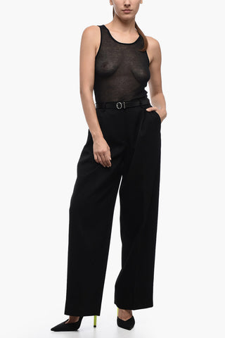 Grain de Poudre Wool Pants with Wide Leg