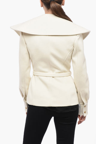 Cappotto Doppiopetto In Lana Con Collo Ampio