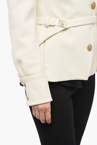 Cappotto Doppiopetto In Lana Con Collo Ampio