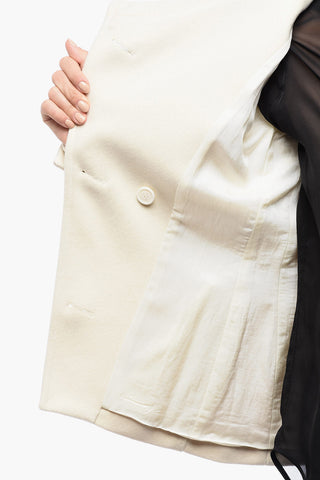 Cappotto Doppiopetto In Lana Con Collo Ampio