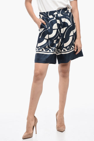 S Geometric Patterned TIMESA Silk Shorts